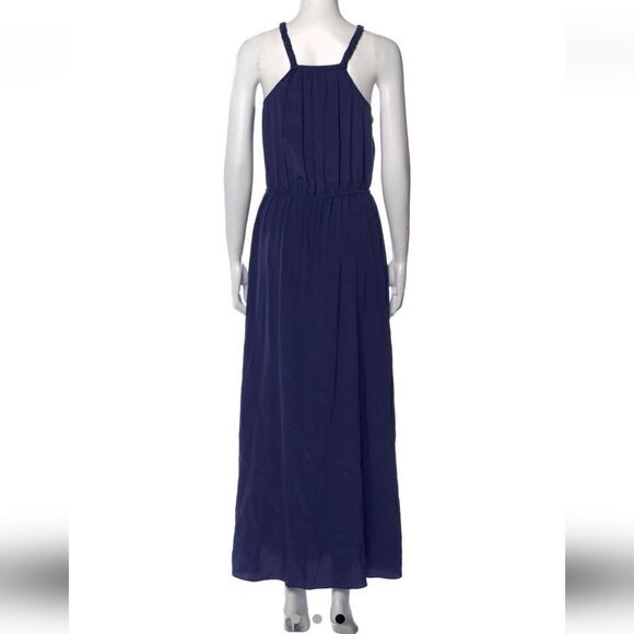 Rebecca Taylor Marine Blue Macrame Maxi Dress, Size 8, 100% Silk, NWT - Picture 3 of 10
